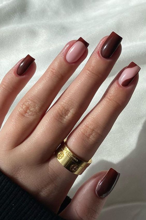 Ongles d’automne - Ongle d’automne marron simple