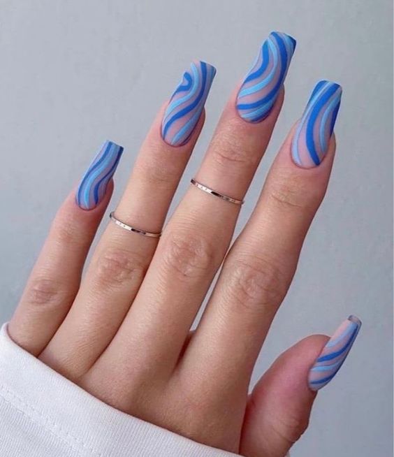 Design abstrait Ongles bleus