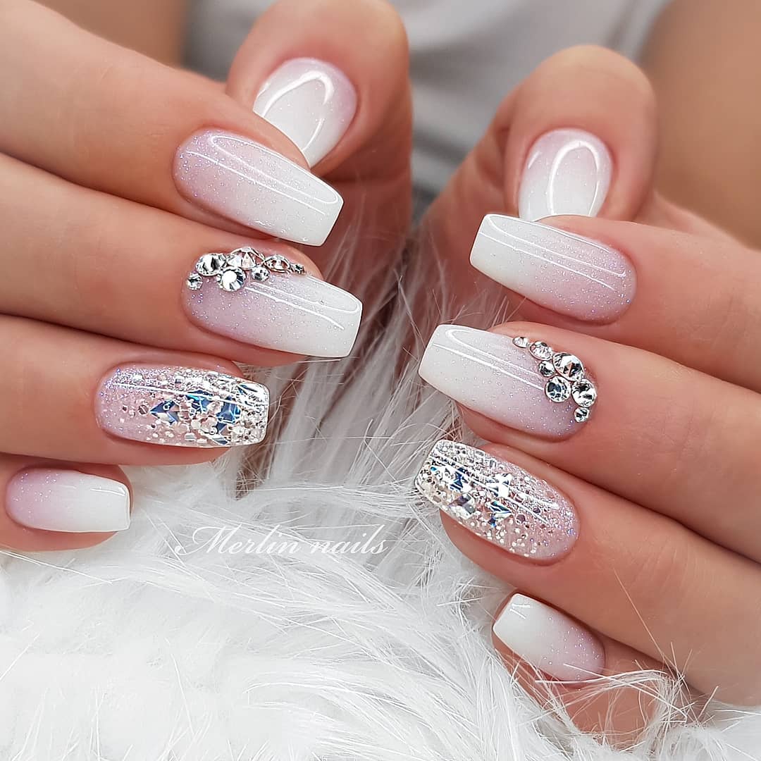 Ongles blancs ombrés