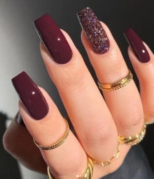 Ongles d’automne - Ongle d’automne marron et pailleté