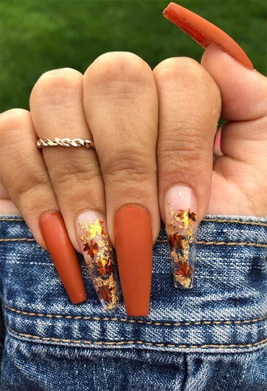 Ongles d’automne - Cercueil Ongle Orange d’automne