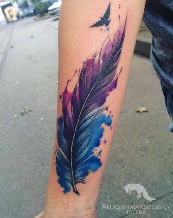 Tatouages ​​​​de Plumes Aquarelle 1