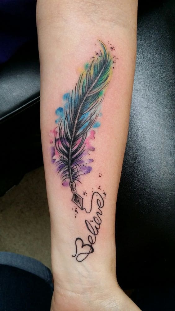 Tatouages ​​​​de Plumes Aquarelle 3