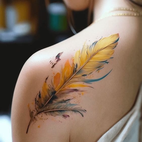 Tatouages ​​​​de Plumes Aquarelle 4